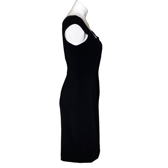 Jay Godfrey Black Cocktail Dress, Asymmetrical Neck Cap Sleeves Women's Size 8 - Picture 4 of 9